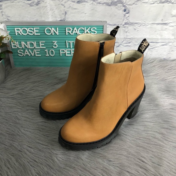 Dr. Martens Shoes - Dr Marten Magdalena Camel Heeled Side Zip Bootie